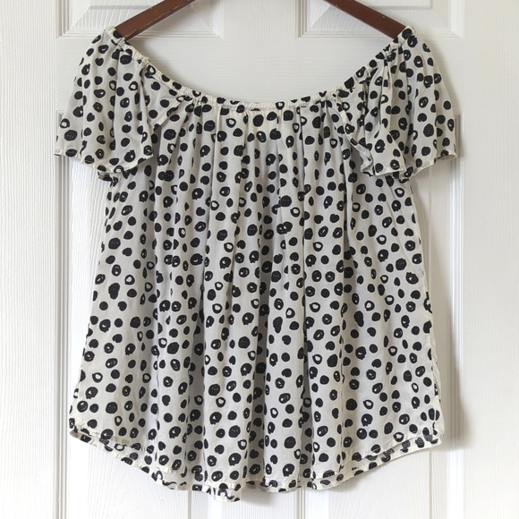 Maeve Anthropologie Garden Grove Off The Shoulder Flutter Cap Sleeve Top Ivory S - Picture 9 of 11